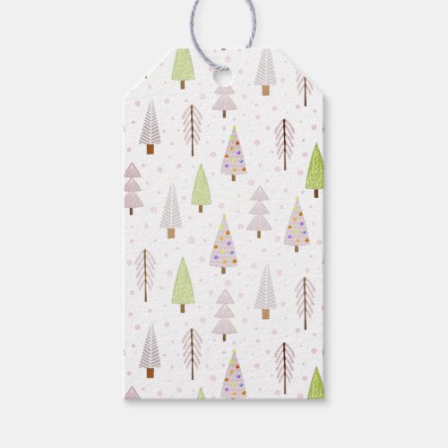 Modern Christmas Trees Pattern Pink Mauve Gift Tags