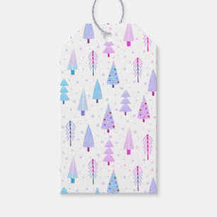 Modern Christmas Trees Pattern Purple Pink Blue Gift Tags