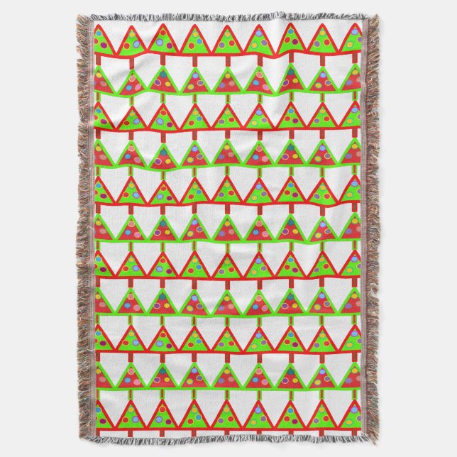 Modern Christmas Trees Pattern Throw Blanket (Front Vertical)