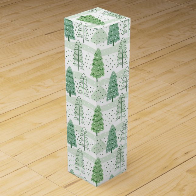 Modern Christmas Trees Pattern  Wine Box (Front)
