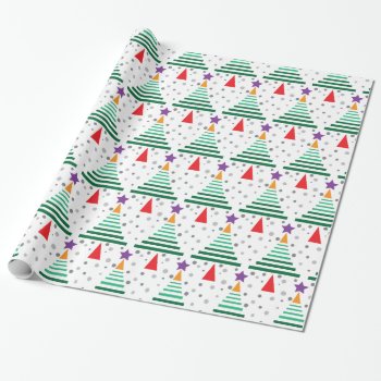 Modern Christmas Trees Pattern Wrapping Paper by InTrendPatterns at Zazzle