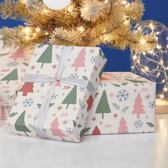 Modern Christmas Trees Pattern Wrapping Paper (Holidays)