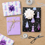 Modern Christmas Trees Purple Pink Black Pattern Wrapping Paper Sheets<br><div class="desc">A collection of three coordinated wrapping paper sheets featuring a pattern of modern abstract Christmas and forest trees in winter snow in multi colors of purple pink blue and black. ASSISTANCE: For help with design modification or personalization, color change, resizing, transferring the design to another product or if you would...</div>