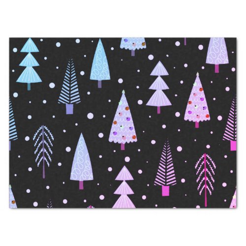 Modern Christmas Trees Purple Pink Black Tissue Paper