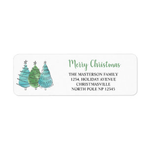 Modern Christmas Trees Return Address Label