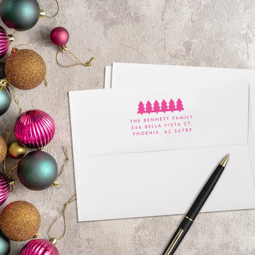 Modern Christmas Trees Return Address Self_inking Stamp