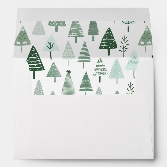 Modern Christmas Trees Sage Olive Green Pattern  Envelope (Back (Bottom))