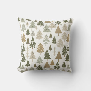 Modern Christmas Trees Sage Olive Green Pattern  Throw Pillow
