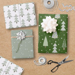 Modern Christmas Trees Sage Olive Green Pattern Wrapping Paper Sheets<br><div class="desc">A collection of coordinated modern abstract Christmas and forest trees and winter snow patterns in sage green and olive green colors. Contact the designer via Zazzle Chat or makeitaboutyoustore@gmail.com if you'd like this design modified,  on another product or would like coordinating items.</div>