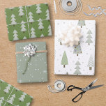 Modern Christmas Trees Sage Olive Green Pattern Wrapping Paper Sheets<br><div class="desc">A collection of three coordinated sheets of wrapping paper featuring a pattern of modern, abstract Christmas trees and forest trees in snow in sage green, olive green and white. ASSISTANCE: For help with design modification or personalization, color change, resizing, transferring the design to another product or if you would like...</div>