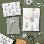 Modern Christmas Trees Sage Olive Green Pattern Wrapping Paper Sheets<br><div class="desc">A collection of 3 coordinated wrapping paper sheets featuring modern abstract Christmas and forest trees and winter snow patterns in sage green and olive green colors. Contact the designer via Zazzle Chat or makeitaboutyoustore@gmail.com if you'd like this design modified,  on another product or would like coordinating items.</div>