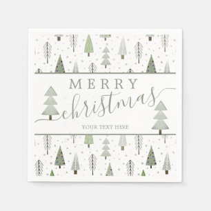 Modern Christmas Trees Script MERRY CHRISTMAS Napkins