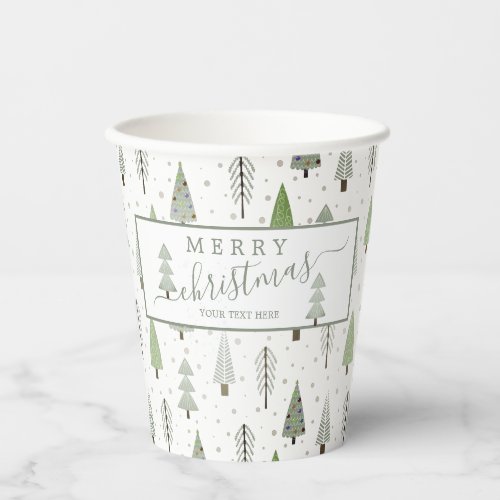 Modern Christmas Trees Script MERRY CHRISTMAS Paper Cups