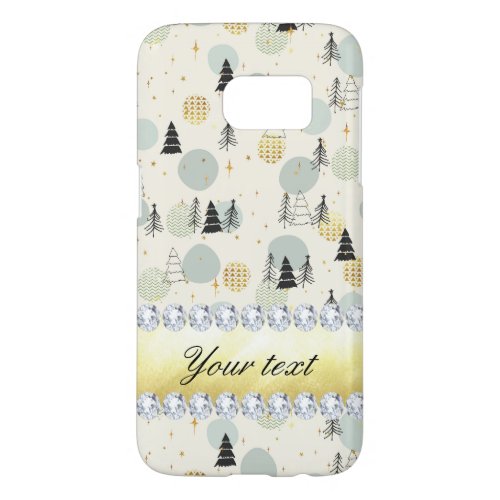 Modern Christmas Trees Snow Stars Diamonds Samsung Galaxy S7 Case