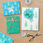Modern Christmas Trees Turquoise Blue Pattern Trio Wrapping Paper Sheets<br><div class="desc">A collection of 3 coordinated modern abstract Christmas and forest trees and winter snow and snowflake patterns in trendy tropical, coastal colors of turquoise, teal, blue and white. ASSISTANCE: For help with design modification or personalization, color change, resizing, transferring the design to another product or if you would like coordinating...</div>