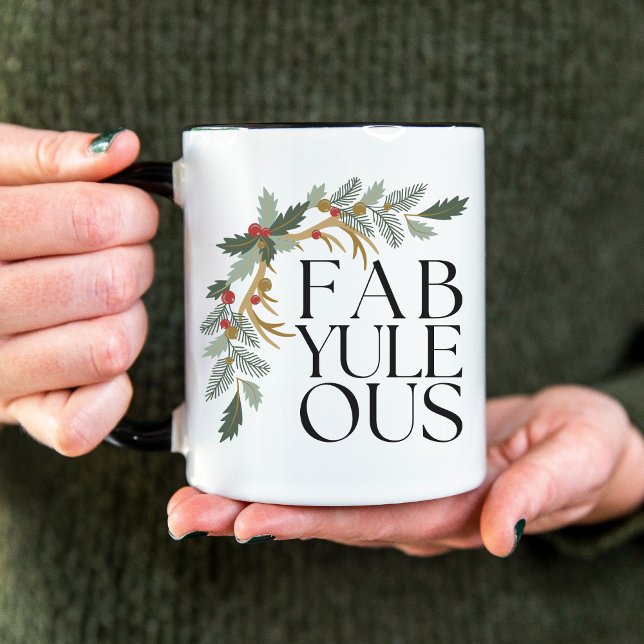Modern Christmas Typography Green, Red and Gold Two-Tone Coffee Mug (Creator Uploaded)