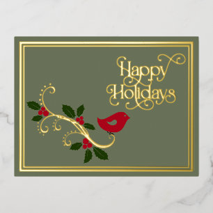 Modern Christmas Typography No Photo Foil Holiday Postcard