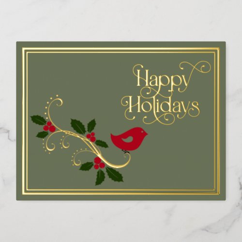 Modern Christmas Typography No Photo Foil Holiday Postcard