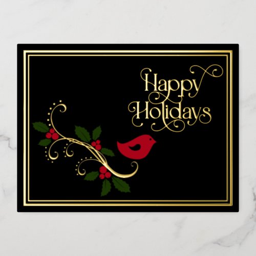 Modern Christmas Typography No Photo Foil Holiday Postcard