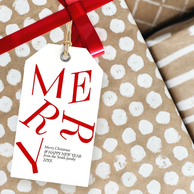 Modern Christmas Typography Personalized  Gift Tag (Creator Uploaded)