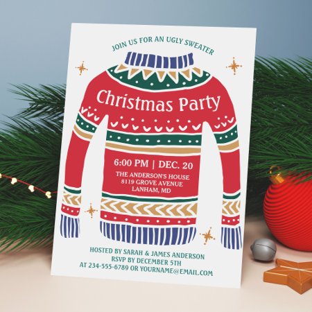 Modern Christmas Ugly Sweater Holiday Party Invitation
