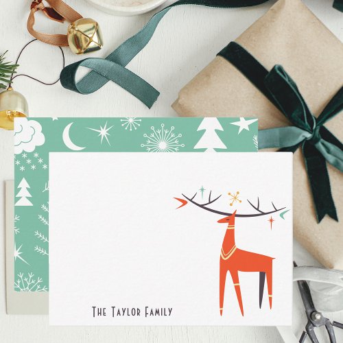 Modern Christmas  Vintage  Retro  Holiday Note Card