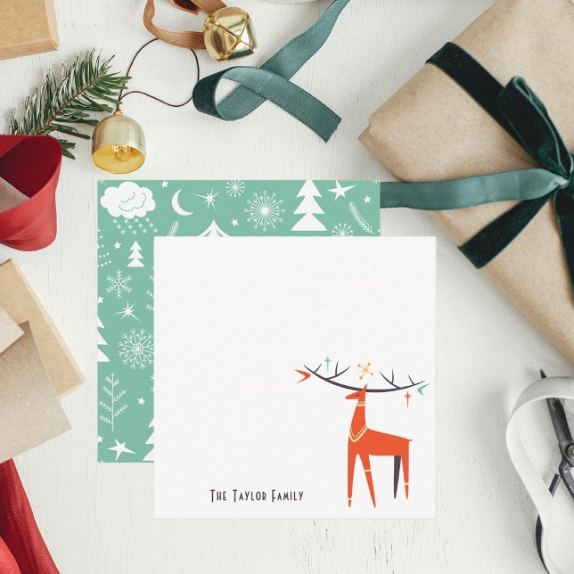 Modern Christmas | Vintage | Retro | Nordic Note Card (Creator Uploaded)