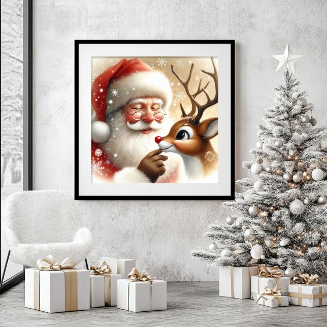 Modern Christmas Wall Art Santa and Rudolph Design (Modern Christmas Wall Art Santa and Rudolph Design)