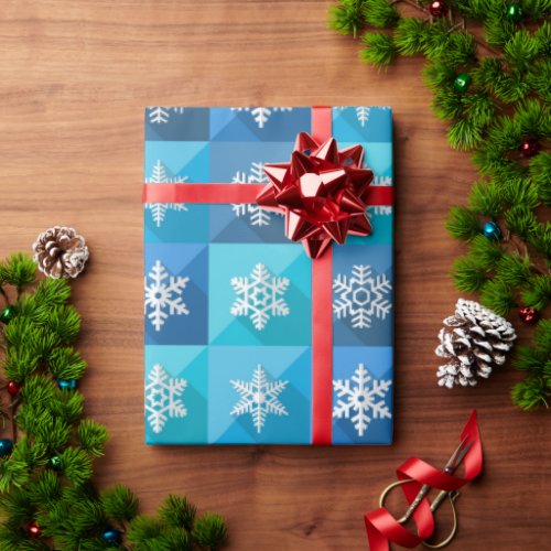 Modern Christmas Watercolor Snowflakes  Wrapping Paper