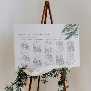 Modern Christmas Wedding Table Seating Chart Foam Board