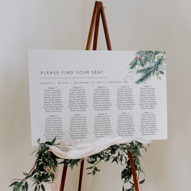 Modern Christmas Wedding Table Seating Chart Foam Board (Creator Uploaded)