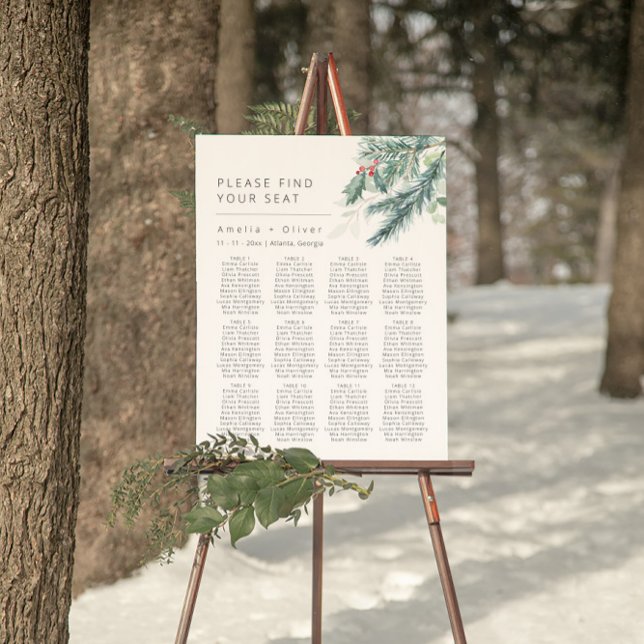 Modern Christmas Wedding Table Seating Chart Foam Board (Creator Uploaded)
