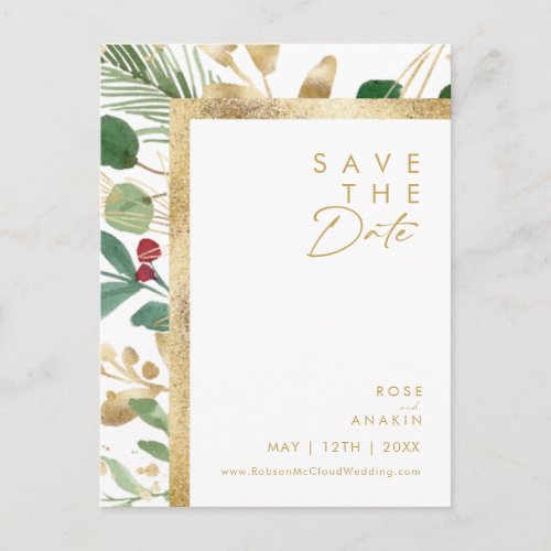 Modern Christmas  White Save The Date Postcard