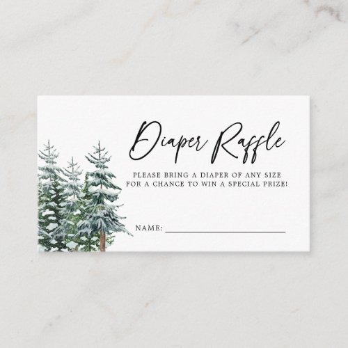 Modern Christmas Winter Baby Shower Diaper Raffle Enclosure Card