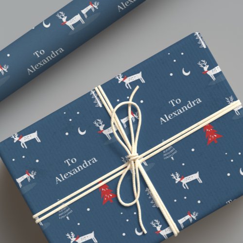 Modern Christmas Winter Woodland Personalized Wrapping Paper