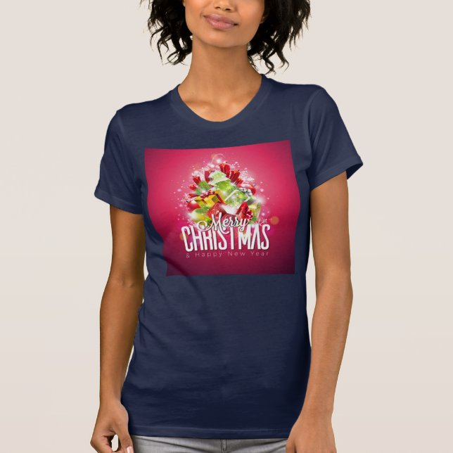 Modern Christmas Wrapped Presents & Tree - Festive T-Shirt (Front)