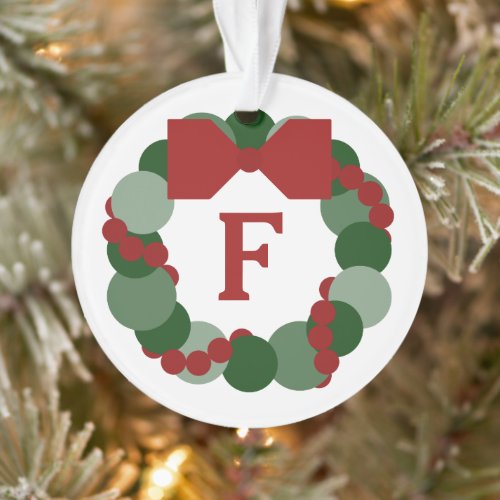 Modern Christmas Wreath with Monogram Ornament