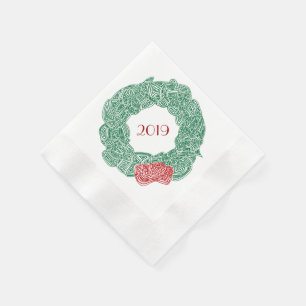 Modern Christmas Wreath Year Napkins