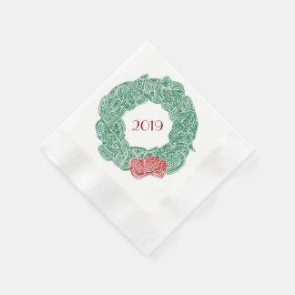 Modern Christmas Wreath Year Napkins