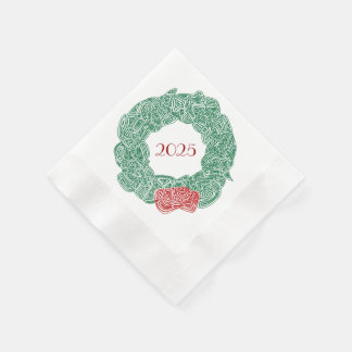 Modern Christmas Wreath Year Napkins