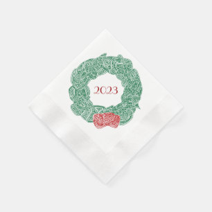 Modern Christmas Wreath Year Napkins