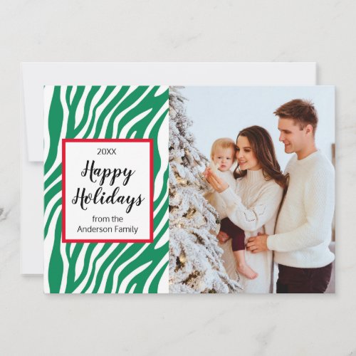 Modern Christmas Zebra Stripe Custom Photo Holiday