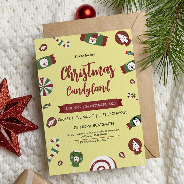 Modern Christmast Candyland Party Invitation (Creator Uploaded)