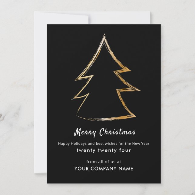 Modern Christmast Tree Corporate Business Logo  Holiday Card (Front)