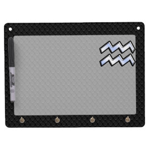 Modern Chrome Like Aquarius Zodiac Sign on Snake Dry Erase Board With Keychain Holder