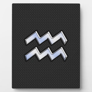 Modern Chrome Like Aquarius Zodiac Sign on Snake Plaque