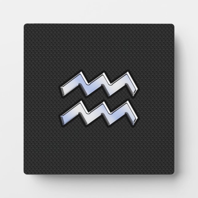 Modern Chrome Like Aquarius Zodiac Sign on Snake Plaque (Front)
