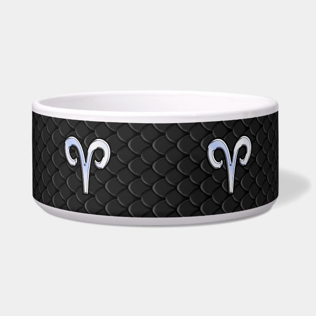 Modern Chrome Like Aries Zodiac Sign Bowl (Front)