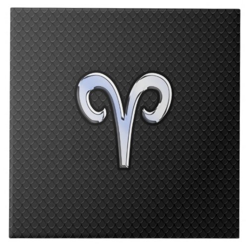 Modern Chrome Like Aries Zodiac Sign Ceramic Tile