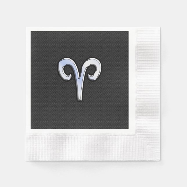 Modern Chrome Like Aries Zodiac Sign Paper Napkins (Front)